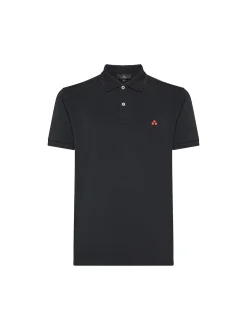 Polo in piqué di nylon stretch blu