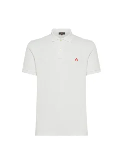 Polo in piqué di nylon stretch panna