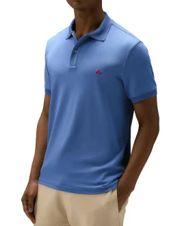 Polo in piqué di nylon stretch celeste