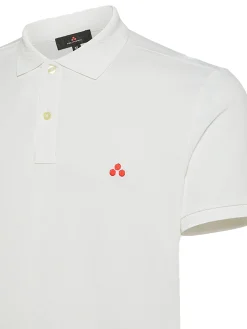 Polo in piqué di nylon stretch panna