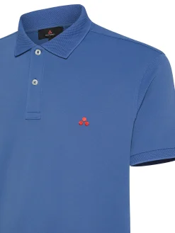 Polo in piqué di nylon stretch celeste