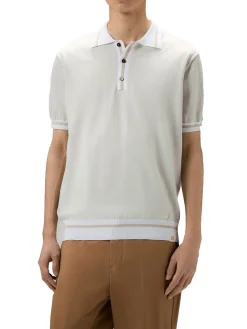 Polo in tricot di cotone con dettagli a contrasto bianco/argento