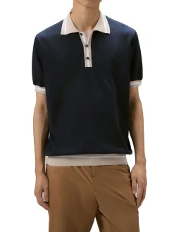 Polo in tricot di cotone con dettagli a contrasto blu