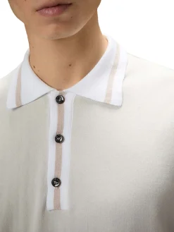 Polo in tricot di cotone con dettagli a contrasto bianco/argento