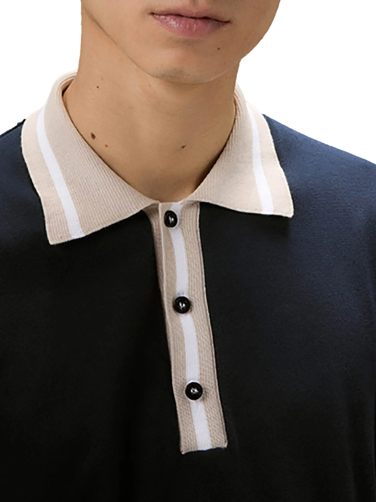 Polo in tricot di cotone con dettagli a contrasto blu