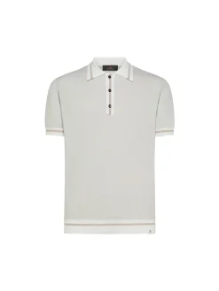Polo in tricot di cotone con dettagli a contrasto bianco/argento