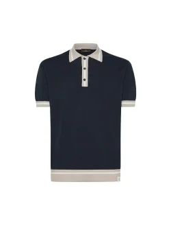 Polo in tricot di cotone con dettagli a contrasto blu