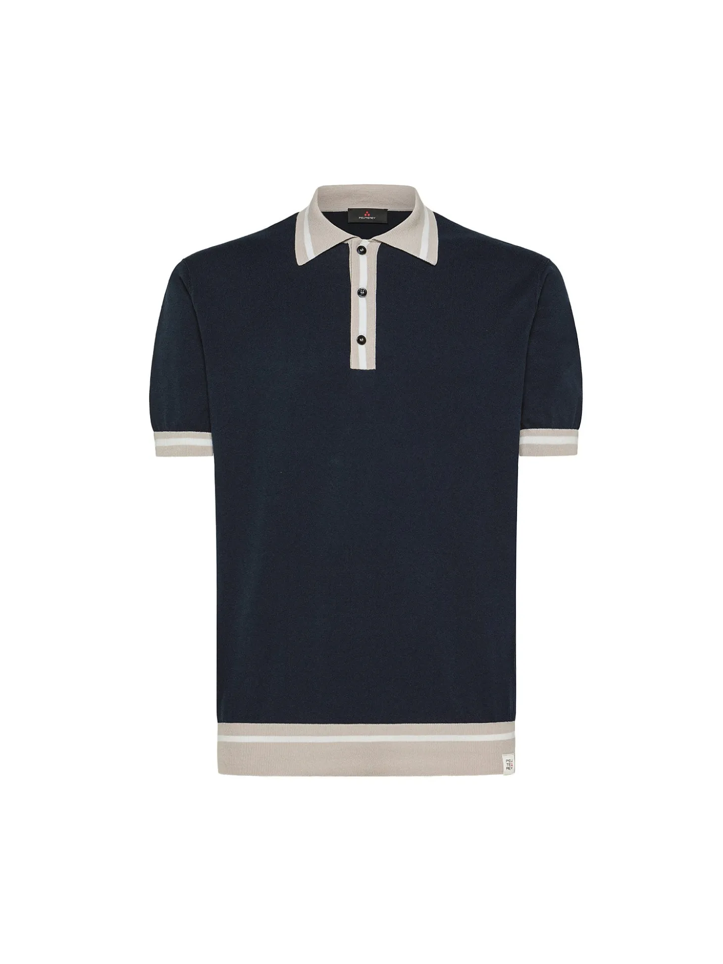 Polo in tricot di cotone con dettagli a contrasto blu