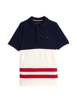Polo kids con motivo color block rosso/bianco/blu