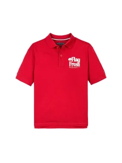 Polo kids con stampa posteriore fun rosso
