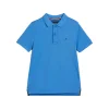 Polo maniche corte flag piquet azzurro