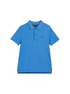 Polo maniche corte flag piquet azzurro