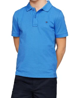 Polo maniche corte flag piquet azzurro