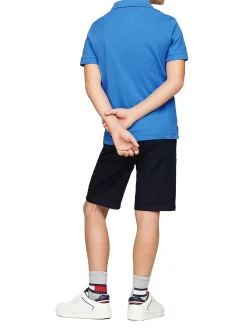 Polo maniche corte flag piquet azzurro