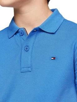 Polo maniche corte flag piquet azzurro