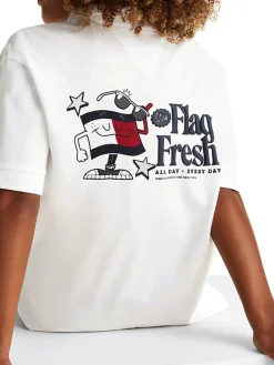 Polo teen con stampa posteriore fun bianco