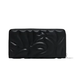 Portafogli con zip e stampa floreale nero