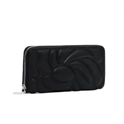 Portafogli con zip e stampa floreale nero