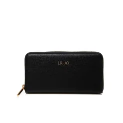 Portafoglio maxi con zip nero