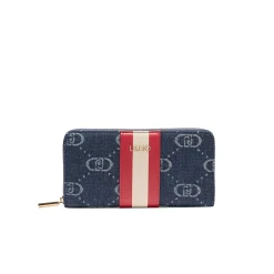 Portafoglio maxi con zip denim