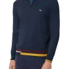 Pullover blu con collo half zip