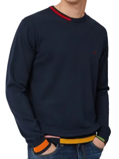 Pullover blu con dettagli block