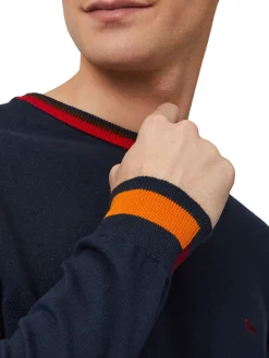 Pullover blu con dettagli block