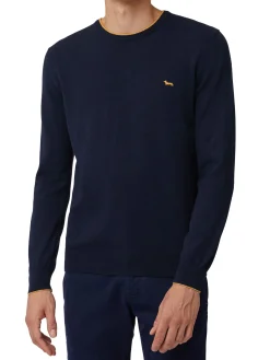 Pullover con dettagli rigati blu