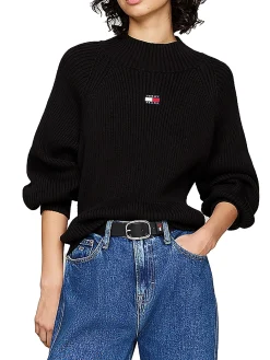 Pullover squadrato con distintivo nero