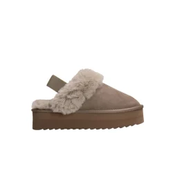 Scarpe slipper Platform con pelliccia taupe