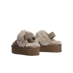 Scarpe slipper Platform con pelliccia taupe