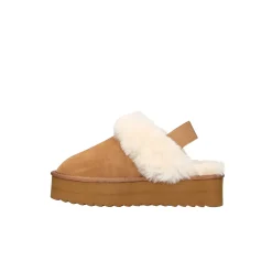 Scarpe slipper Platform con pelliccia beige