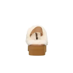 Scarpe slipper Platform con pelliccia beige