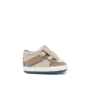 Scarpe sportive neonato con velcro e pelliccia beige/blu