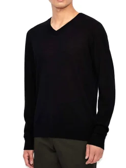 Scollo V manica lunga basic nero
