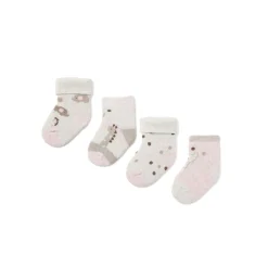 Set 4 calzini animaletti rosa multi
