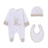 Set 3 pezzi tutina cappello e bavetta beige