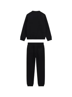 Set 2 pz felpa con logo ricamato sulle maniche e jogger nero