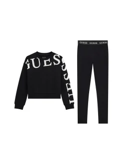 Set 2 pz felpa e leggings active stampa logo nero