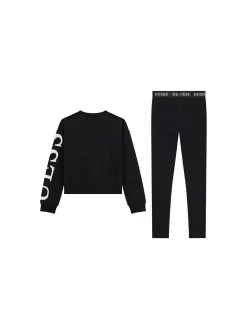 Set 2 pz felpa e leggings active stampa logo nero