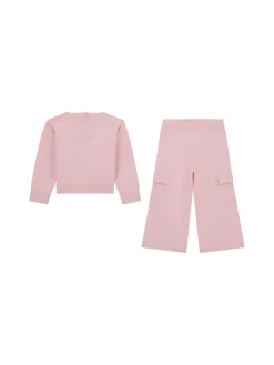 Set 2 pz felpa girocollo e pantaloni cargo in maglia rosa