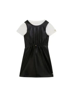 Set 2 pz t-shirt e abito smanicato in ecopelle nero