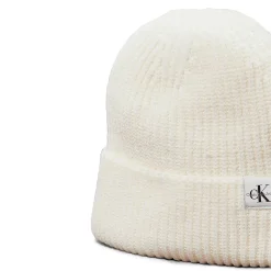 Set cappello e sciarpa in maglia a coste panna