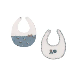 Set due bavette motivo fiori celeste