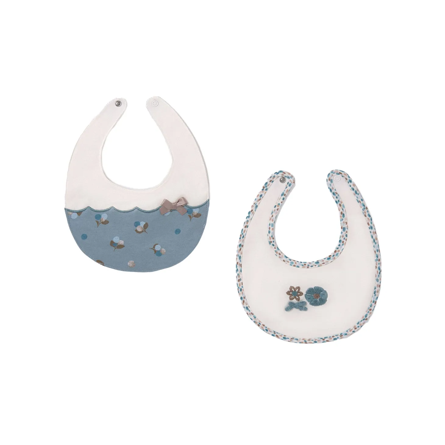 Set due bavette motivo fiori celeste