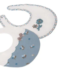 Set due bavette motivo fiori celeste