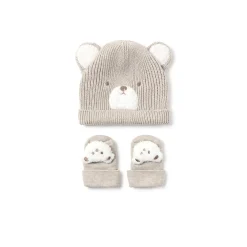Set due pezzi cappello e calze beige