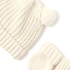 Set due pezzi cappello e guanti beige