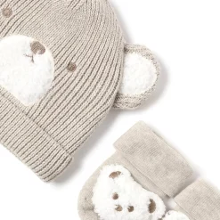 Set due pezzi cappello e calze beige
