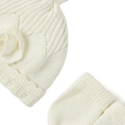 Set due pezzi cappello e guantini panna
